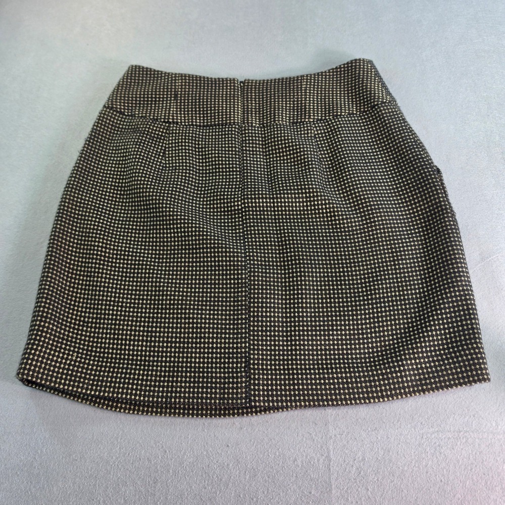 Banana Republic Black Gold Dot Wool Blend Mini Skirt Size 6 Dark Academia